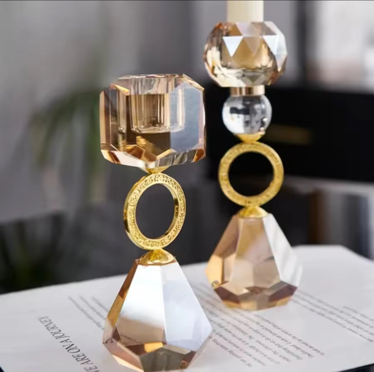 Luxury Crystal Candle Holders Set