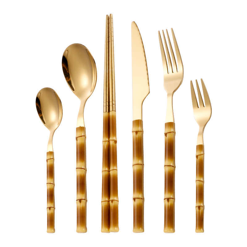 Creative Bamboo Handle Cutlery Set