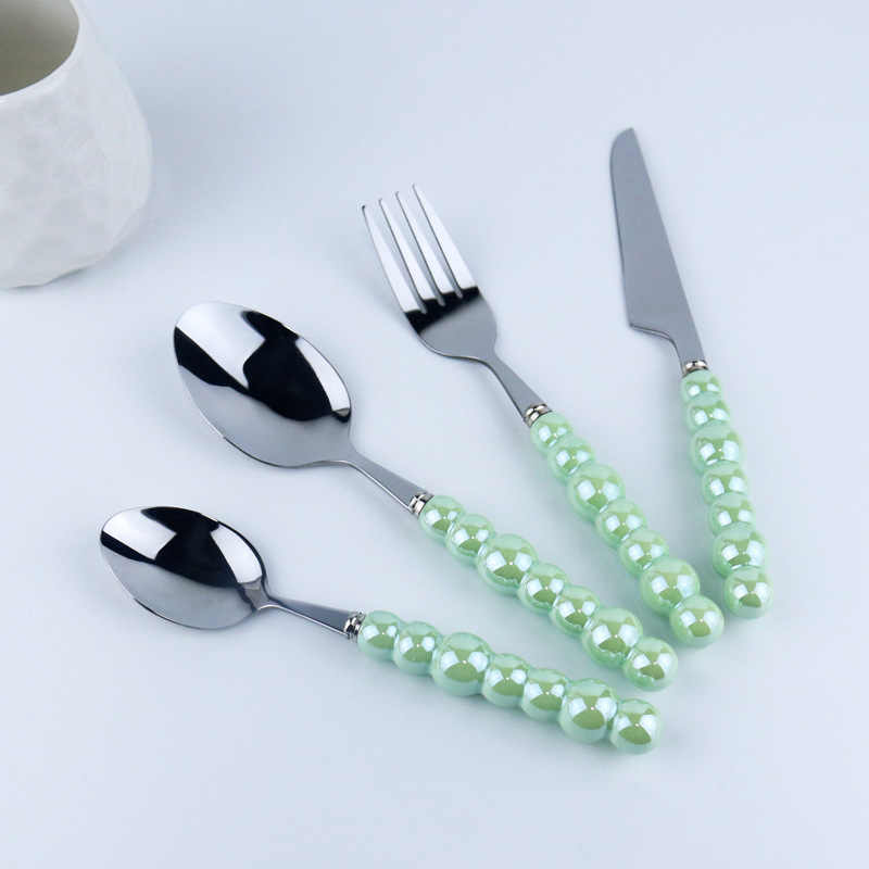 Pearl Ceramic Handle Cutlery Set