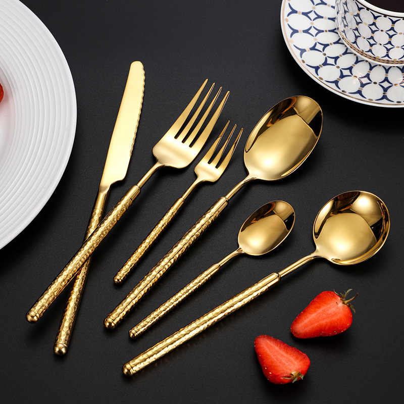 Hammered Solid Handle Cutlery Set