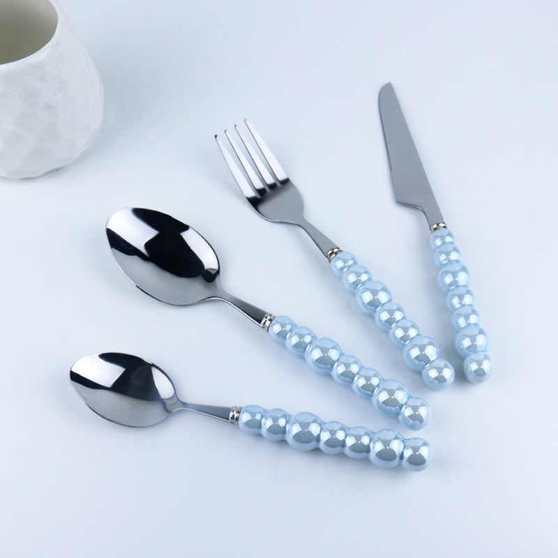 Pearl Ceramic Handle Cutlery Set