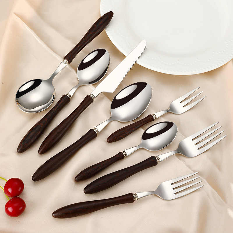 Ingrit Wooden Handle Cutlery Set