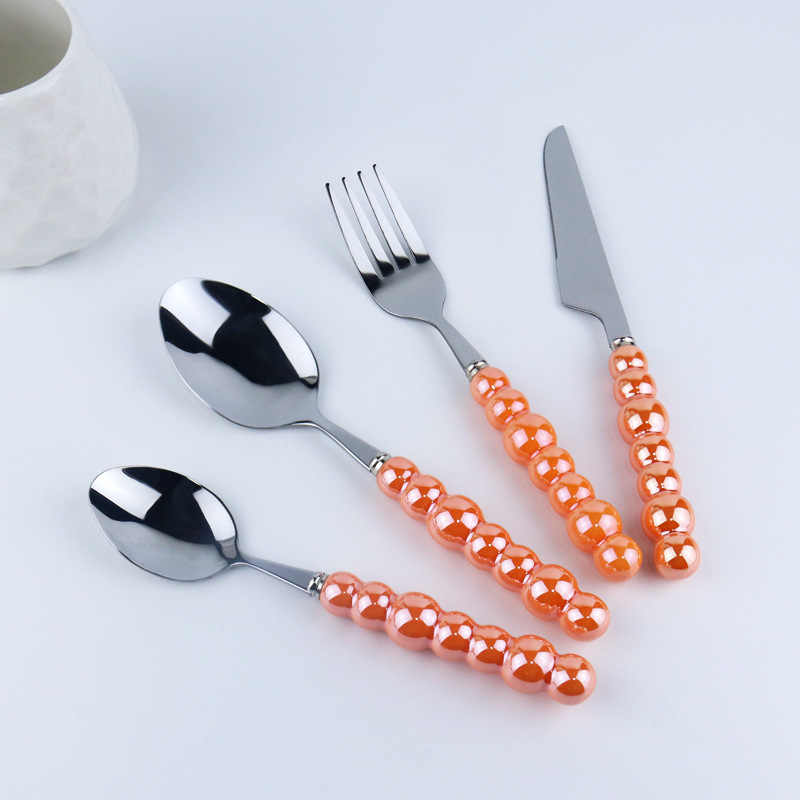 Pearl Ceramic Handle Cutlery Set