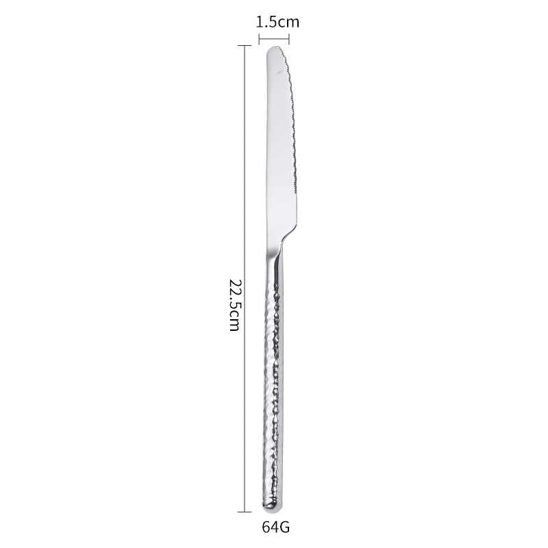 Luxury Round Handle Hammer Pattern Cutlery Set