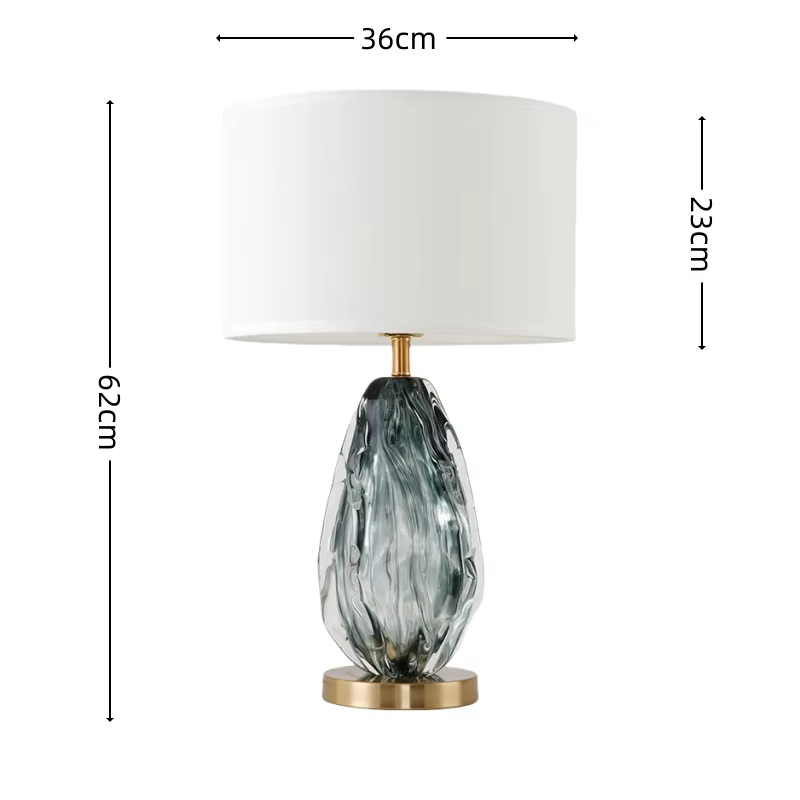 Abstract Crystal Glass Grey Fabric Table Lamp