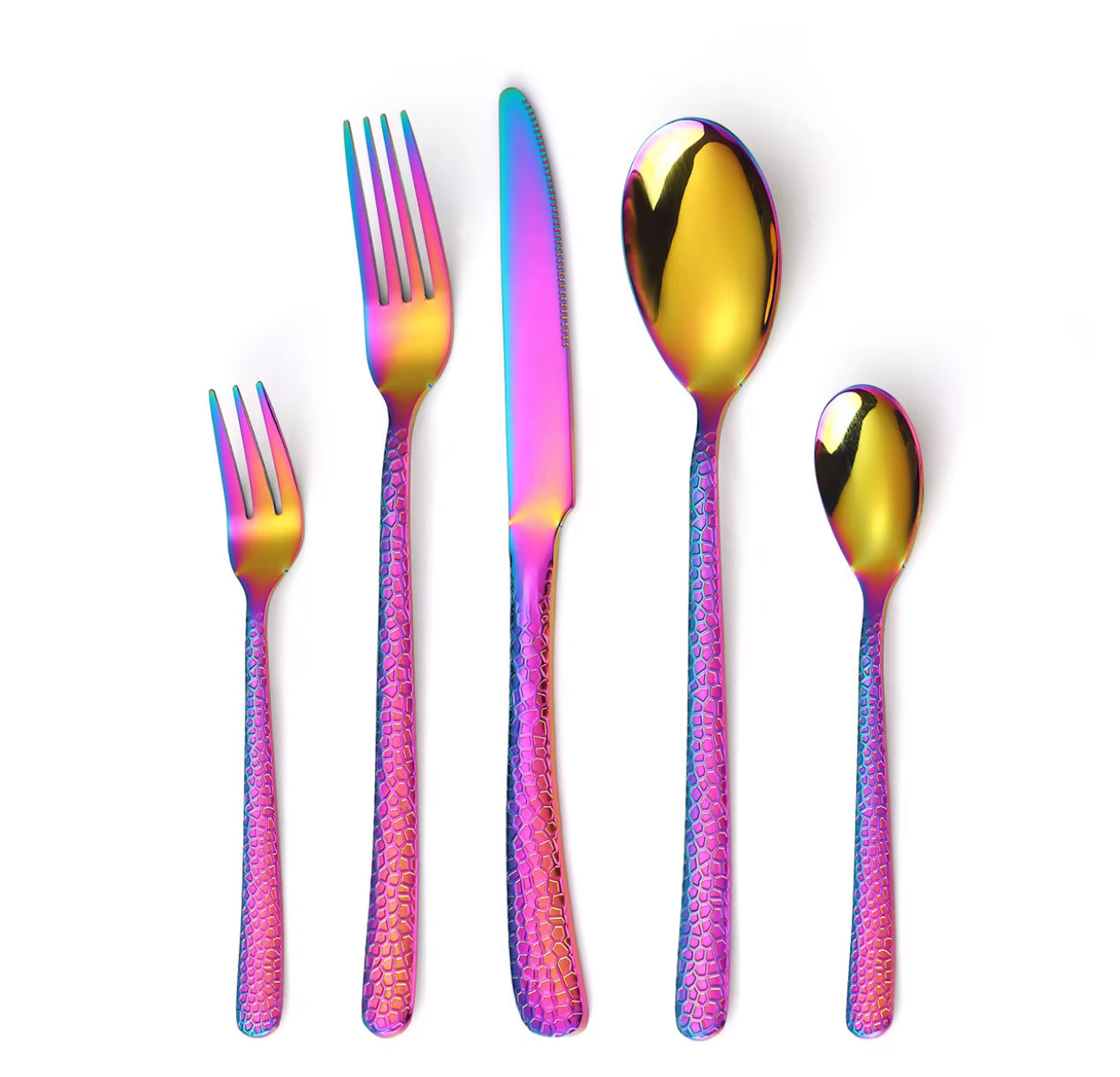 Stylish Hammered Handle Cutlery Set
