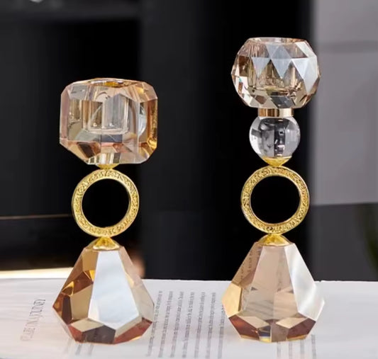 Luxury Crystal Candle Holders Set