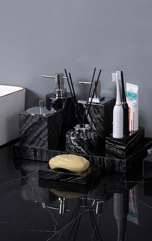 Ancient Wood Grain Natural Marble Bathroom Set
