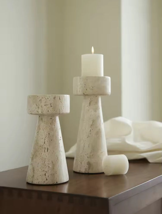 Minimalist Marble Candle Holder Set
