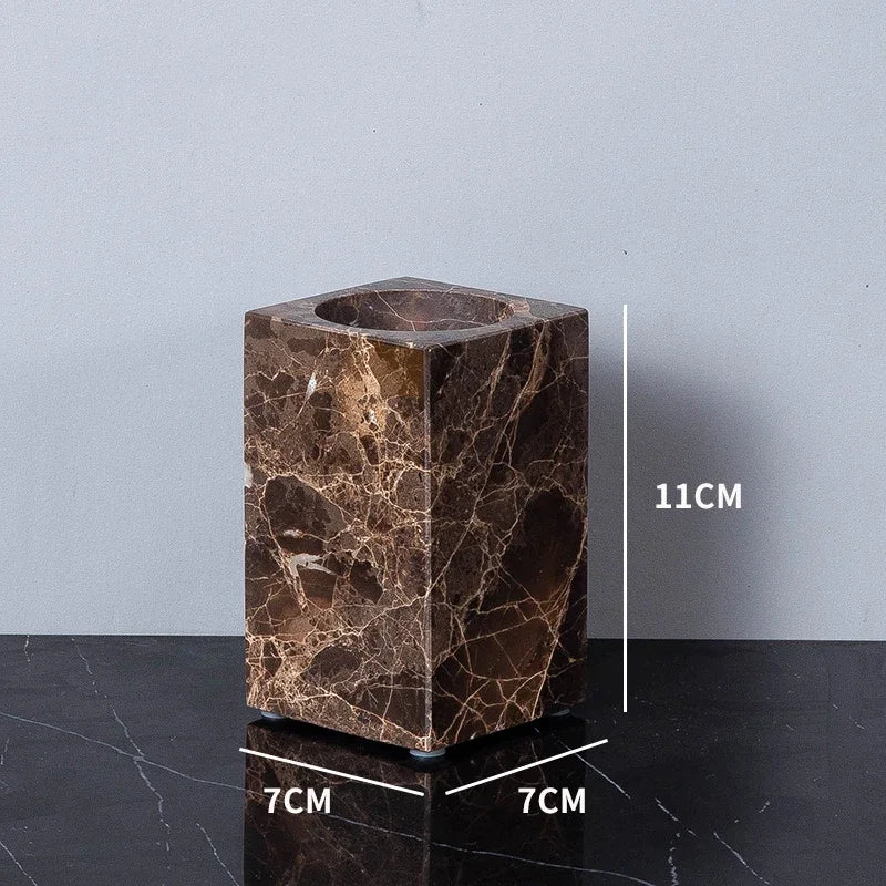 Dark Natural Marble Bathroom Set