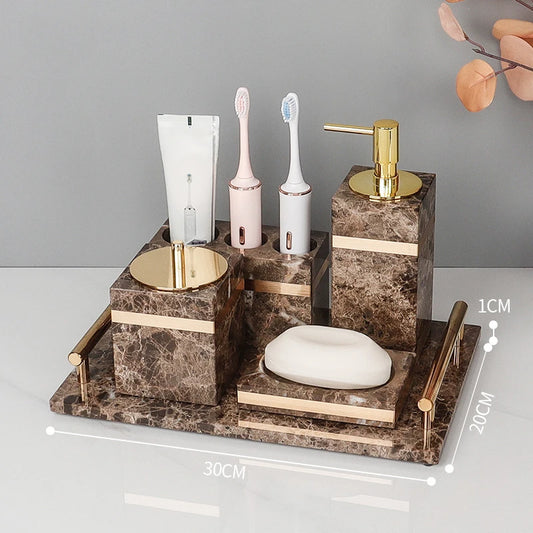 Emperador Dark Natural Marble Bathroom Set