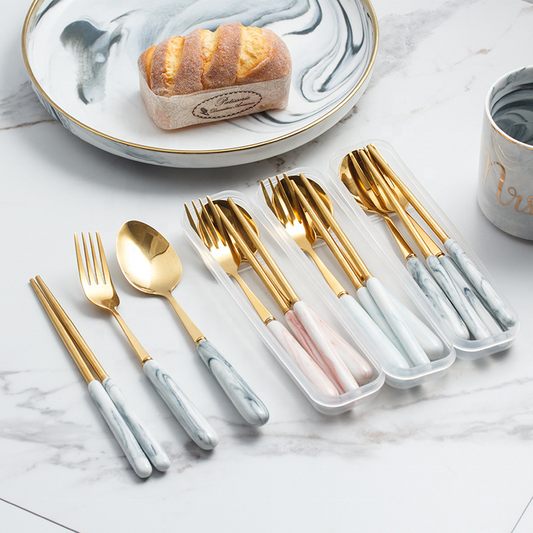 Nordic Marble Ceramic Handle Cutlery Set