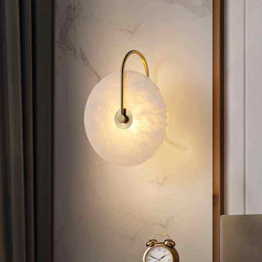 Round Modern Minimalist Marble Stone Wall Lights