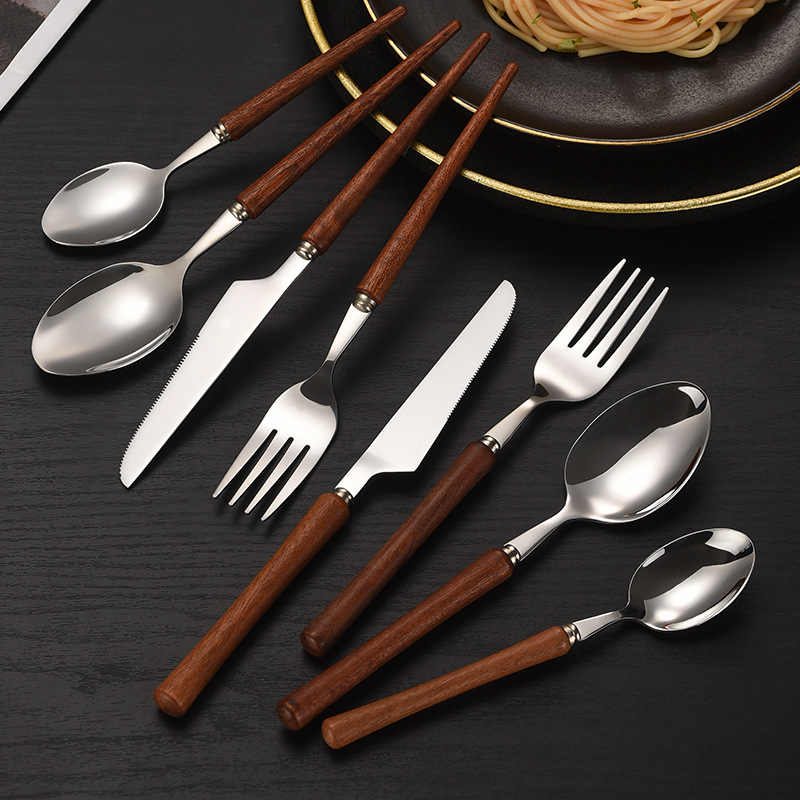 Retro Wooden Handle Cutlery Set