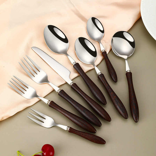 Ingrit Wooden Handle Cutlery Set