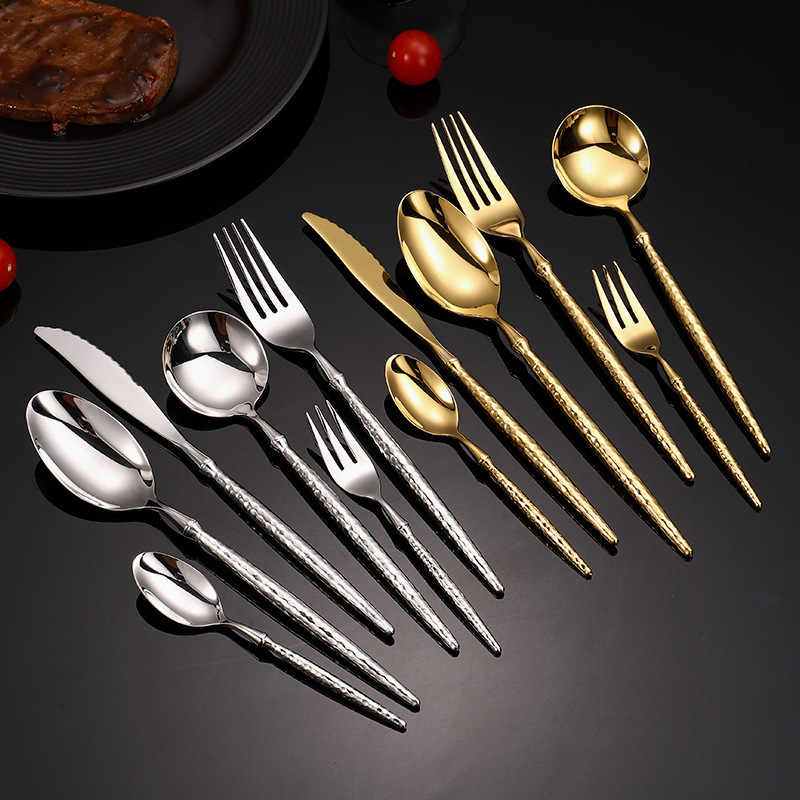 Luxury Pointed Tail Hammer Pattern Cutlery Set