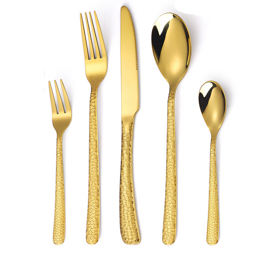 Stylish Hammered Handle Cutlery Set