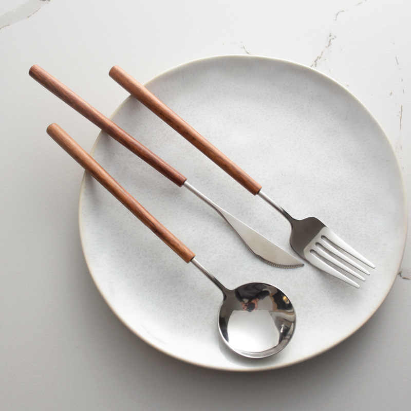 Pear Wood Handle Cutlery Set