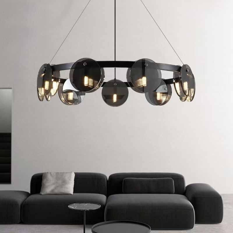 Black Round Modern Pendant LED Light
