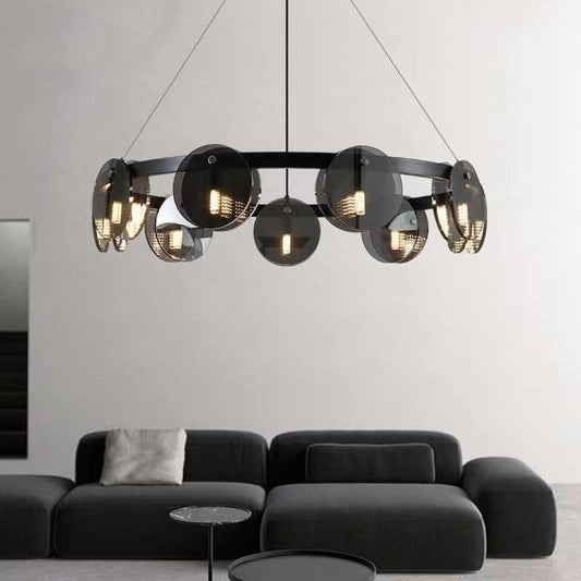 Black Round Modern Pendant LED Light