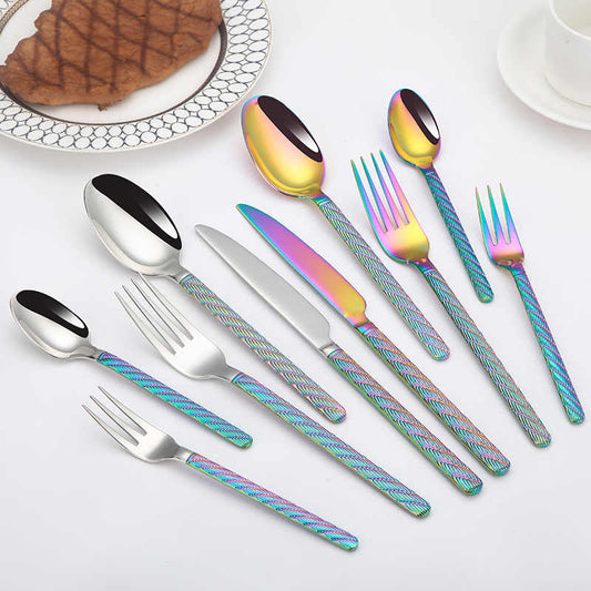 Light Luxury Hemp Cord Hammer Pattern Cutlery Set