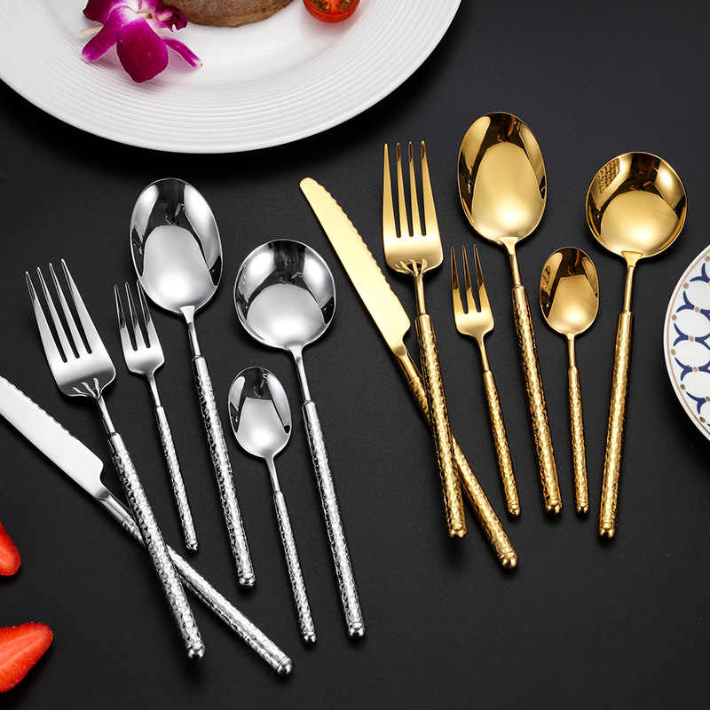 Hammered Solid Handle Cutlery Set