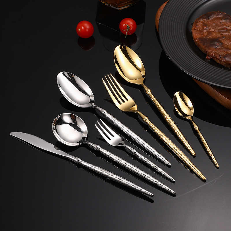 Luxury Pointed Tail Hammer Pattern Cutlery Set