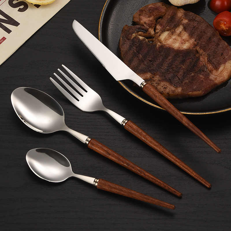 Retro Wooden Handle Cutlery Set