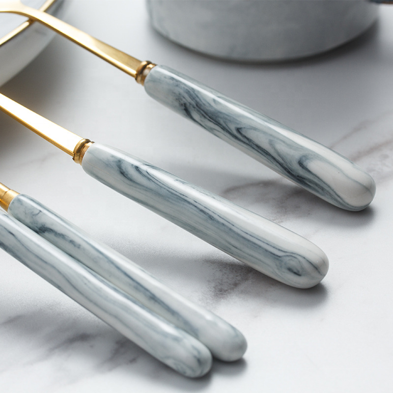 Nordic Marble Ceramic Handle Cutlery Set