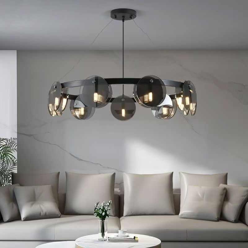 Black Round Modern Pendant LED Light