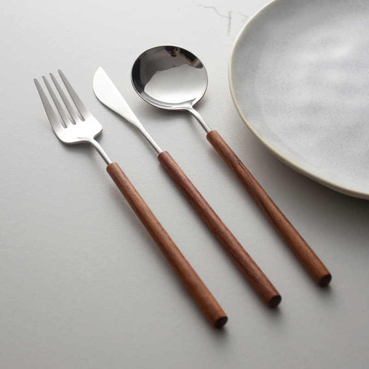 Pear Wood Handle Cutlery Set