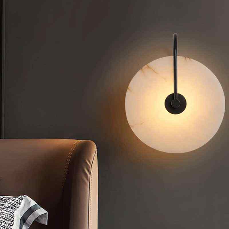 Round Modern Minimalist Marble Stone Wall Lights