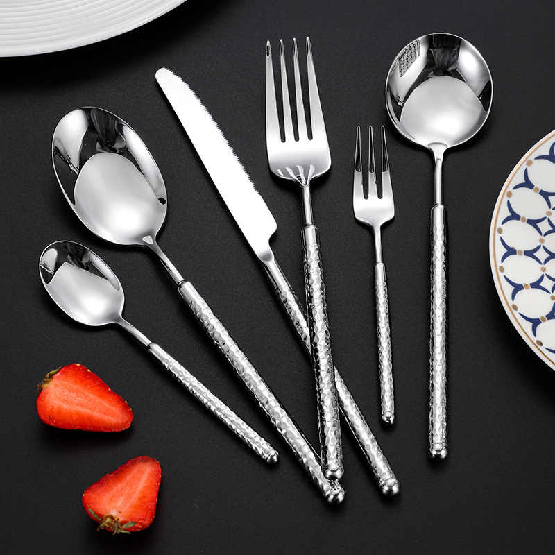 Hammered Solid Handle Cutlery Set