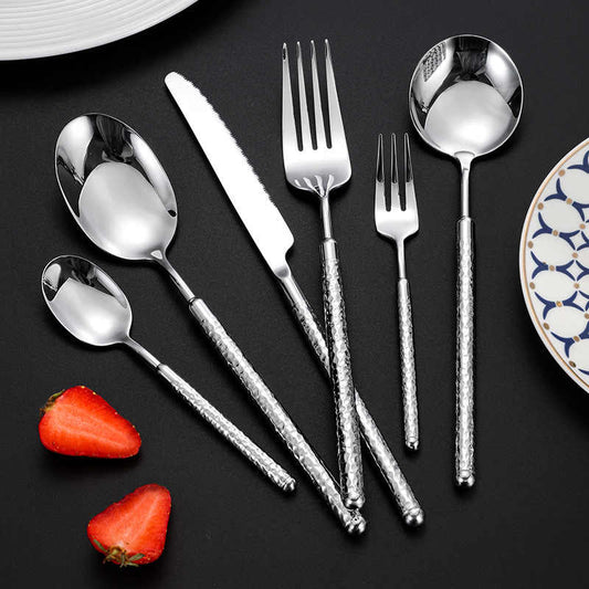 Hammered Solid Handle Cutlery Set
