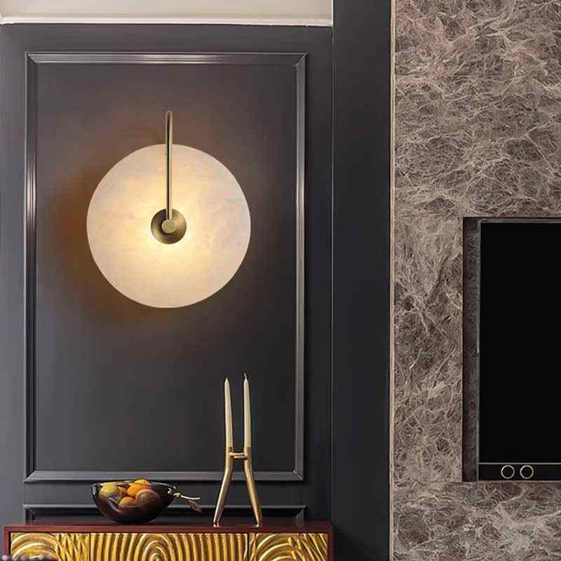 Round Modern Minimalist Marble Stone Wall Lights