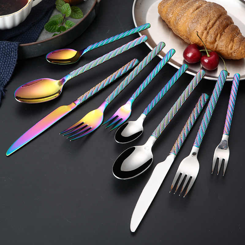 Light Luxury Hemp Cord Hammer Pattern Cutlery Set
