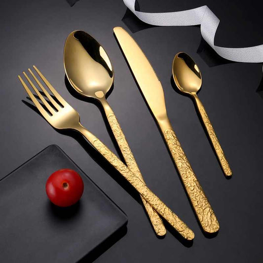 Luxury Hammered Handle Cutlery Set