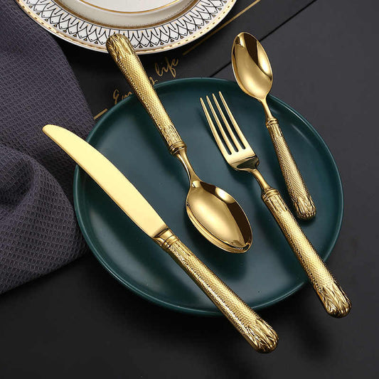 Retro Embossed Hollow Cutlery Set