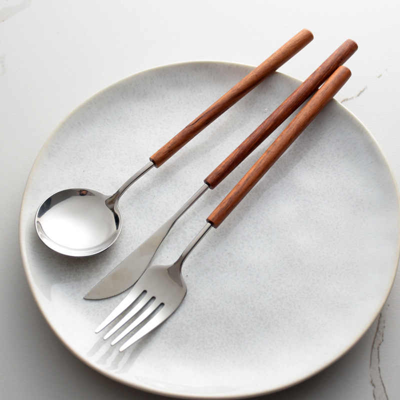 Pear Wood Handle Cutlery Set