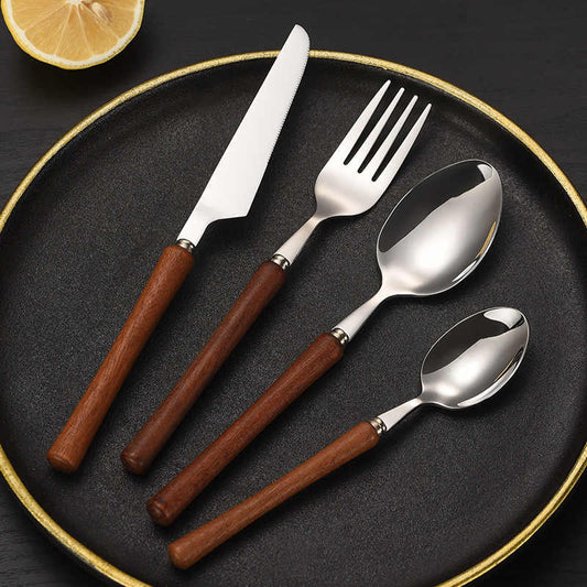 Retro Wooden Handle Cutlery Set