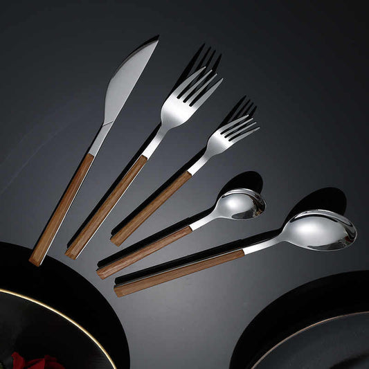 Wood Grain Handle Cutlery Set