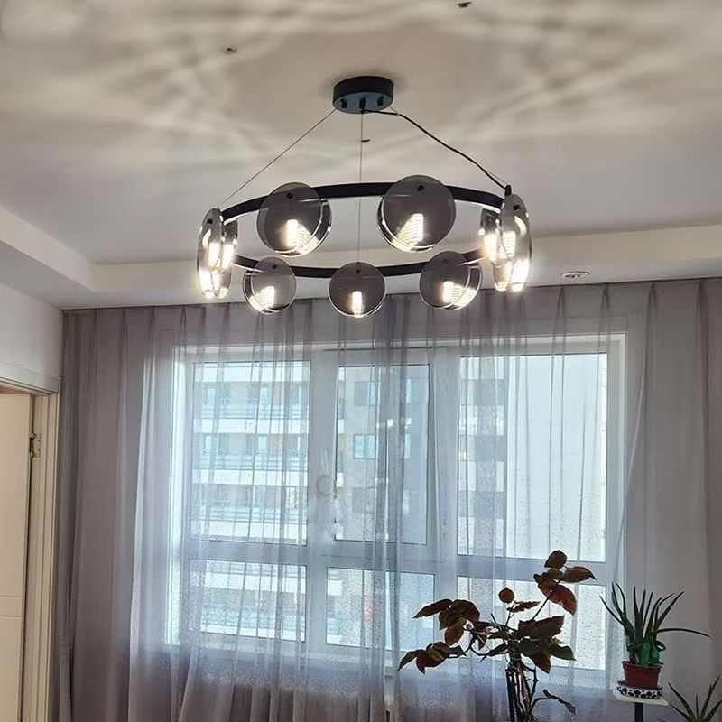 Black Round Modern Pendant LED Light