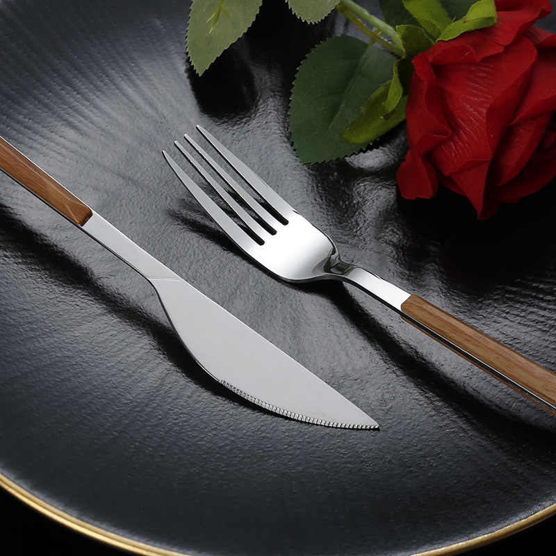 Wood Grain Handle Cutlery Set