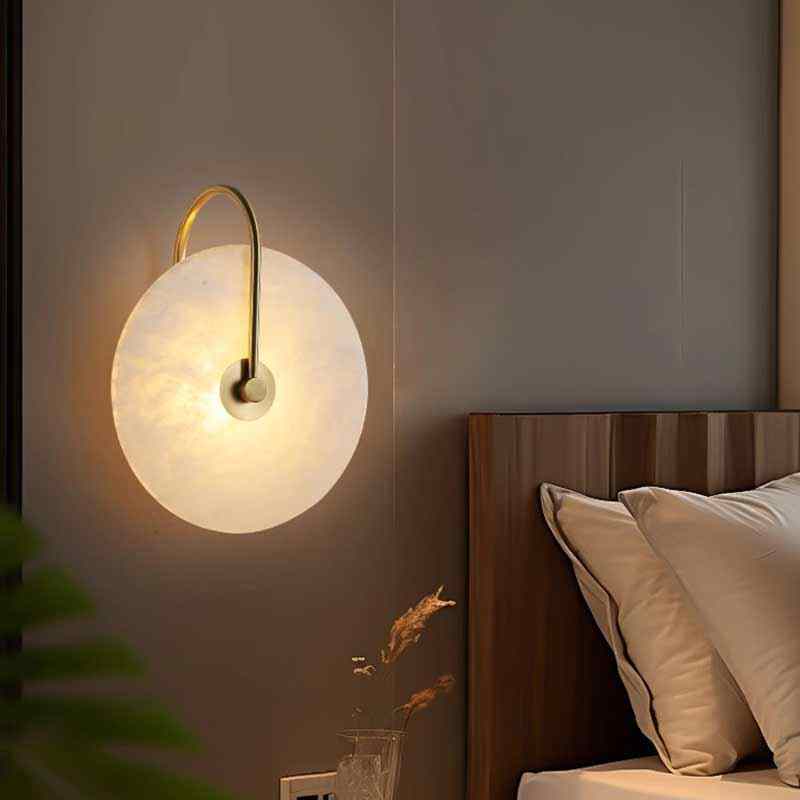 Round Modern Minimalist Marble Stone Wall Lights