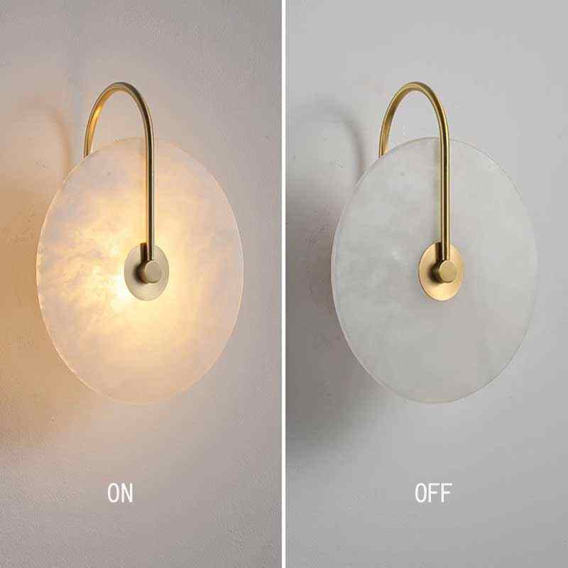 Round Modern Minimalist Marble Stone Wall Lights