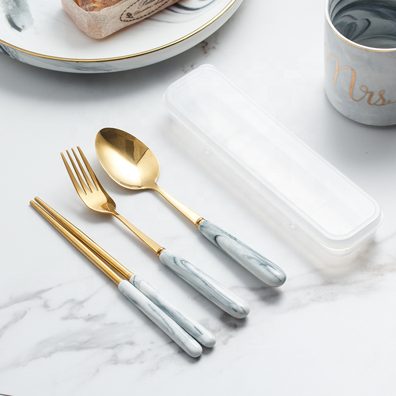 Nordic Marble Ceramic Handle Cutlery Set