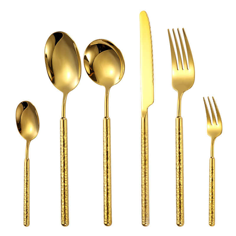 Hammered Solid Handle Cutlery Set
