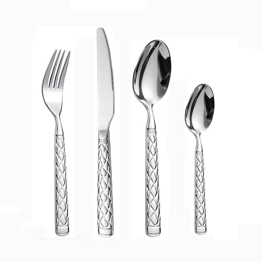 Argyle Shape Grid Handle Cutlery Set