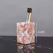Coral Pink Natural Marble Bathroom Set