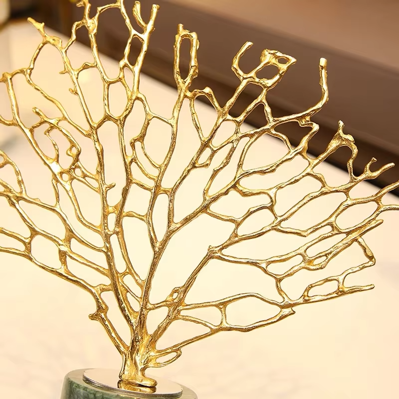 Luxury Marble Coral Tree Decorative Sculptures - Set of 2